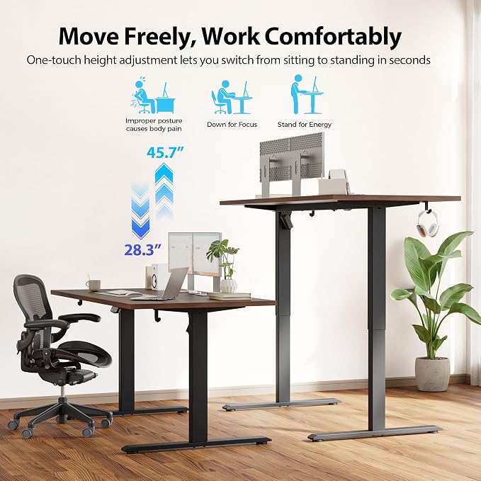 Agilestic Electric Standing Desk, 55 x 28 Inches Height Adjustable Desk - Image 4