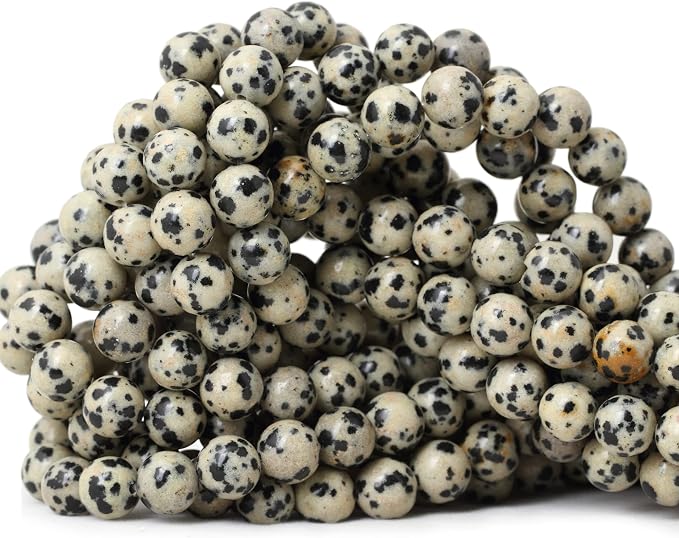 45PCS 8mm Natural Dalmatian Stone Round Loose Beads by CHEAVIAN