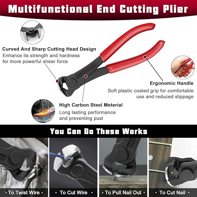 4Pcs Upholstery Staple Remover Tool Set with End Cutting Plier, Staple Puller, Nail Puller Plier, Tack Lifter, Zipper Bag,Fastener Remover Tools for Furniture Carpet Floor Wall Photo Frame