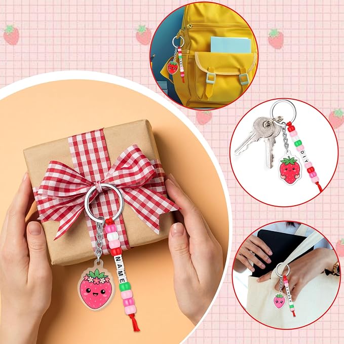 Suncalla 996 Pcs 24 Set Strawberry Keychain Making Kit DIY Charm Crafts | - Image 6