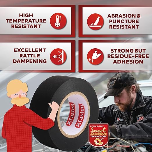 XFasten Black 3/4-Inch x 90-Feet High-Heat Resistant Cloth Electrical Tape - Image 2