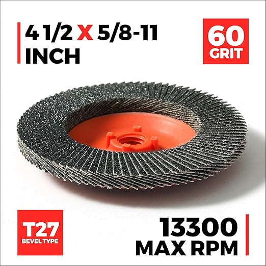 Jumbo Zirconia Flap Discs 4 1/2 for Angle Grinder, 60 Grit Type 27 High Density Trimmable 5/8"-11 inch Grinding Wheels for Grinding, Rust Removal, Sanding and Finishing - 10 Pack