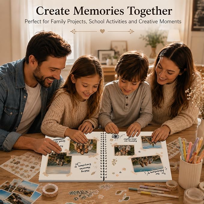 DIY Scrapbook Album 10x10 Inch 40 Pages, Hardcover Kraft Paper | Photo Book - Image 4