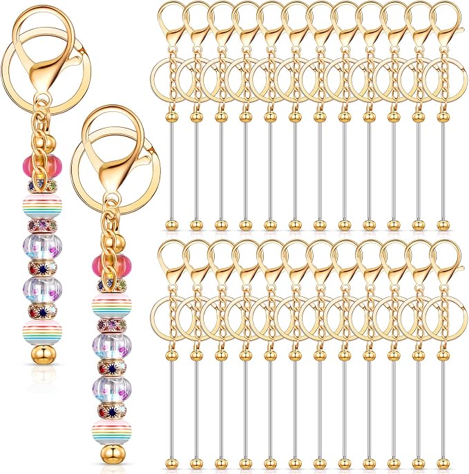 Tondiamo 24 Pcs Beadable Keychain Bars Bulk Beads by Tondiamo