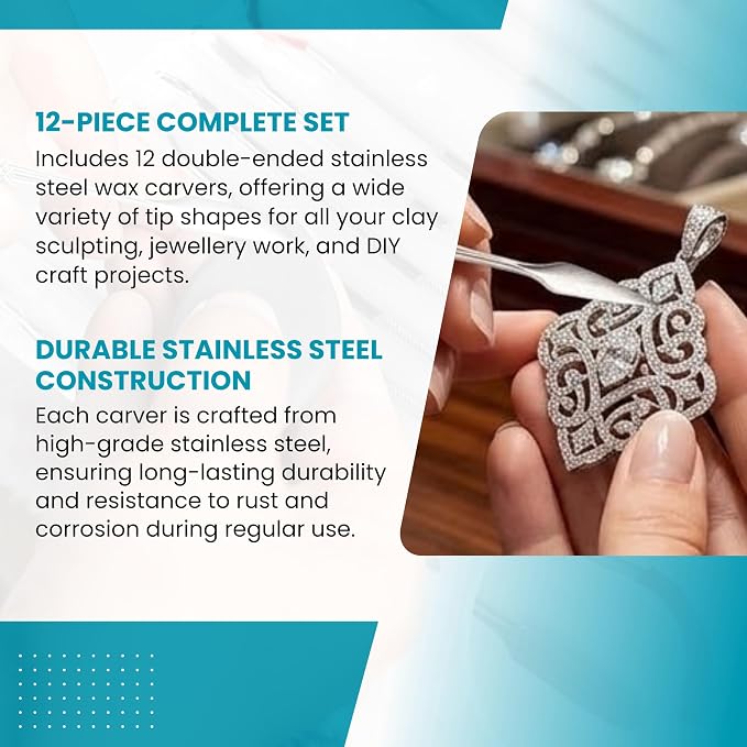 TAURISH 12 Piece Stainless Steel Wax Carver Tool Set Double Ended - Image 5