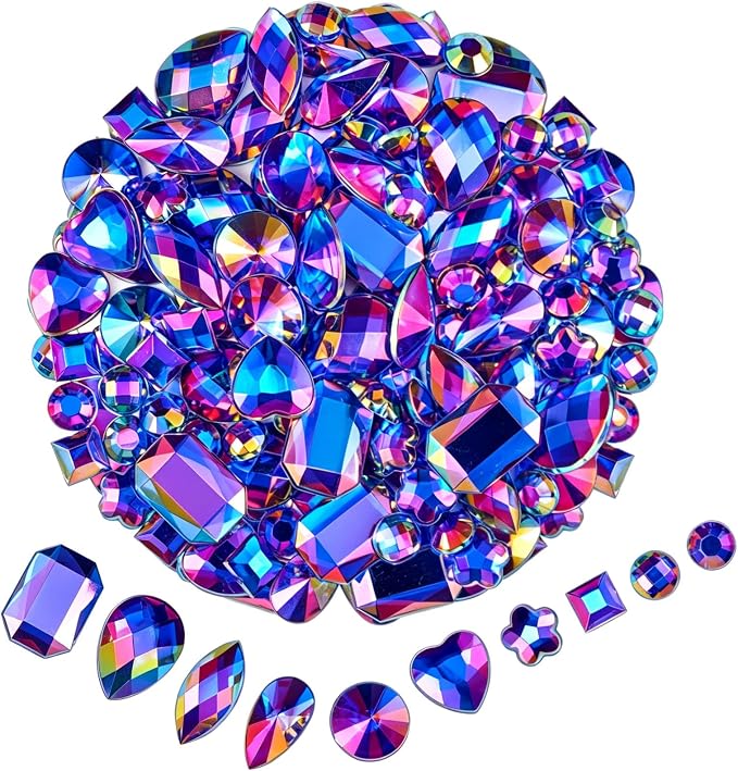 1200 Pcs AB Rhinestones for Bedazzling, Rainbow Effect Craft Gems for Crafting by Unknown