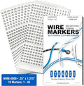 Premium Wire Marker Book for Cable Management, Vinyl-Coated, High-Tack Adhesive, Electric Panel Wire Label Stickers - 10 Pages, 1 Book, Numbered 1-45 (Pack of 1)