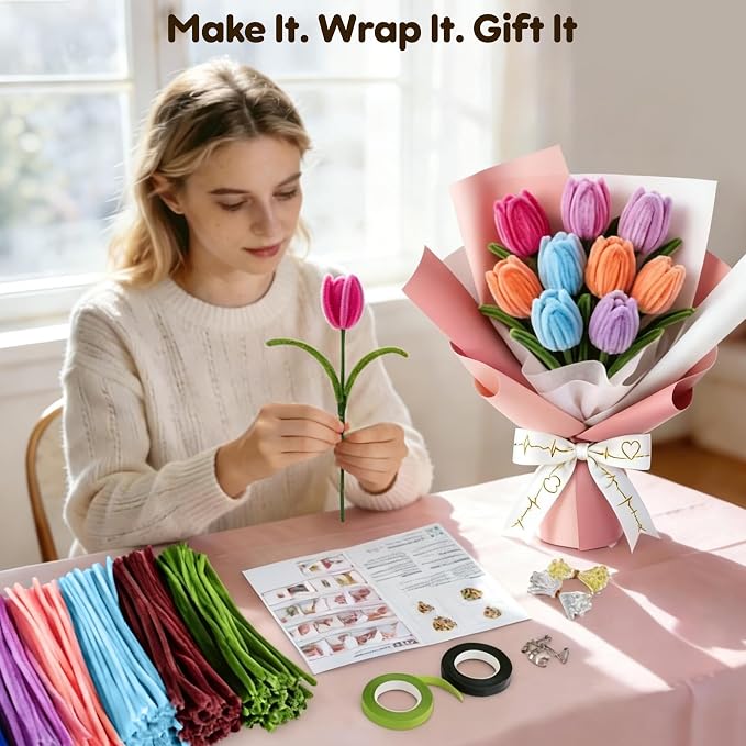 EARLY MINDS 800Pcs Pipe Cleaner Flower Kit - Image 9
