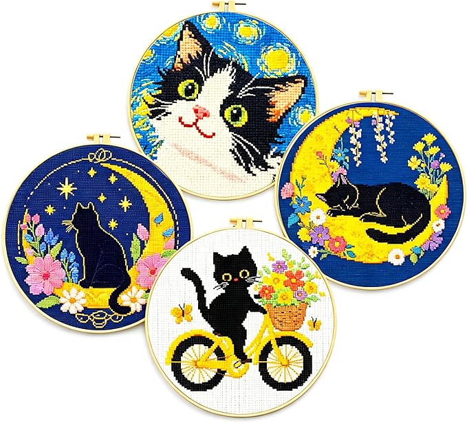 Zhenqing Cat Stamped Cross Stitch Kits by ZhenqingHomeFlagship