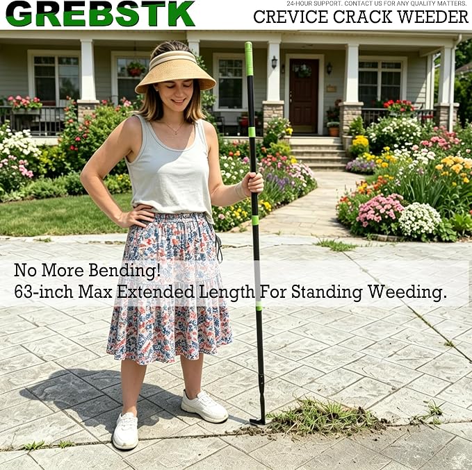 GREBSTK Crack Weeder Crevice Weeding Stainless Steel Tool Adjustable, 63 in | - Image 4