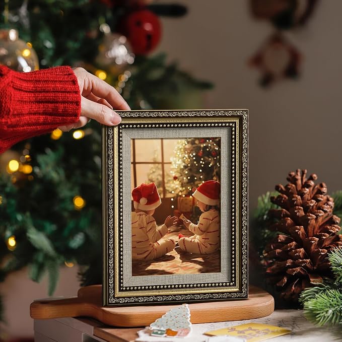 HappyHapi 5x7 Picture Frame Gold, Vintage Frames, 1 Pack | Vintage Picture - Image 8