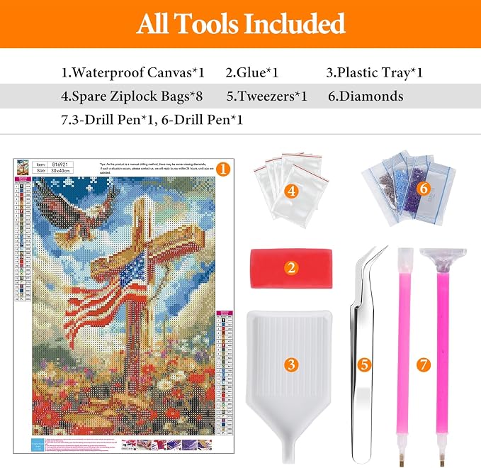 Offito Flag Cross Diamond Art Kits - Image 5