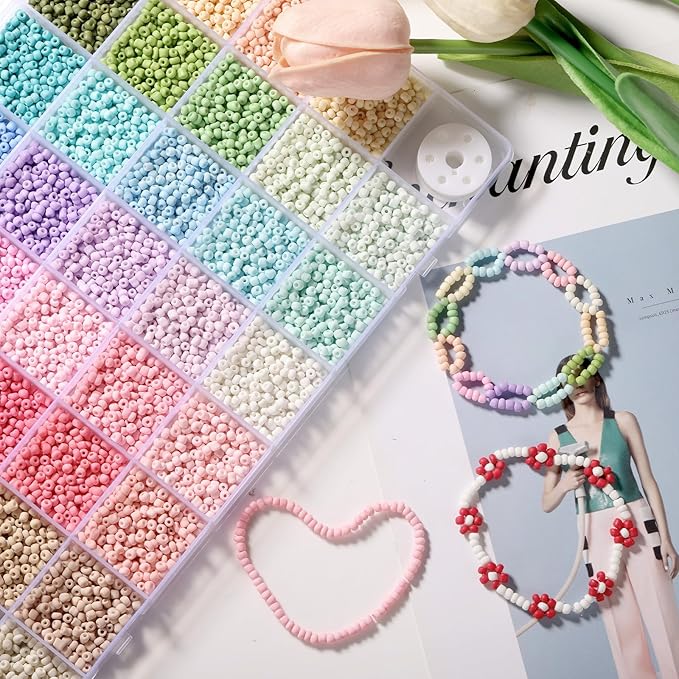 Funtopia 3 mm Beads for Bracelets, 39 Colours, 9600 Pieces, DIY Threading Bead - Image 3