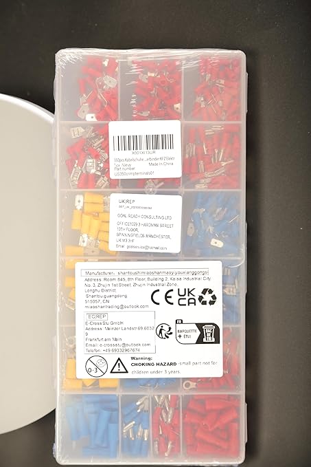 350pcs 19 Types Crimp Connectors, 2.8mm, 4.8mm, 6.3mm Male and Female Spade Terminals, Copper, Red, Blue, Yellow