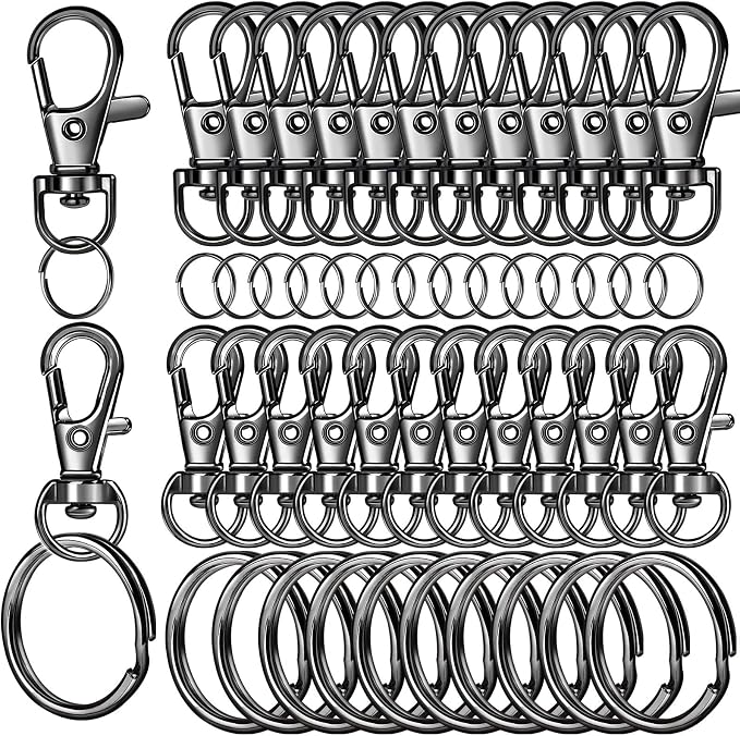 LEOBRO 60 PCS Lobster Claw Clasps and Key Rings, Keychain Clips and Key Chain by LEOBRO