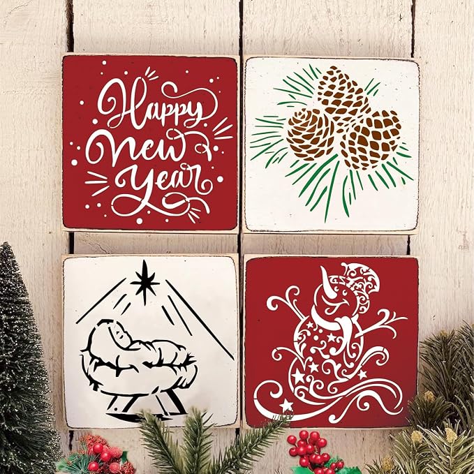 Christmas Stencil 20PCS Reusable Plastic Templates Winter Stencils Christmas - Image 3