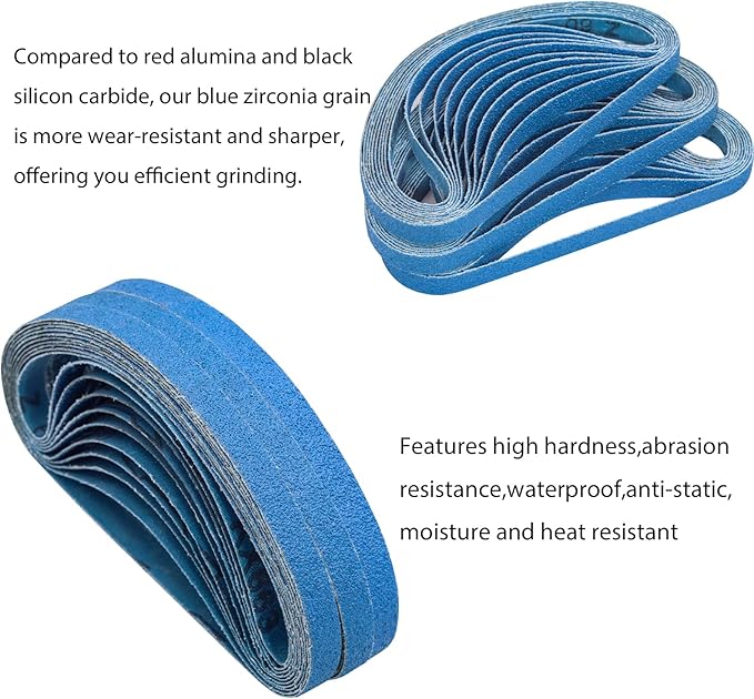 30 Pcs 1/2x18 Zirconia Sanding Belts, 1/2 x 18 Inch Zirconia Sanding Belts 60 Grit for Belt Sander, 1/2 x 18 Sanding Belts for Metal (1/2x18in, 60 Grit)