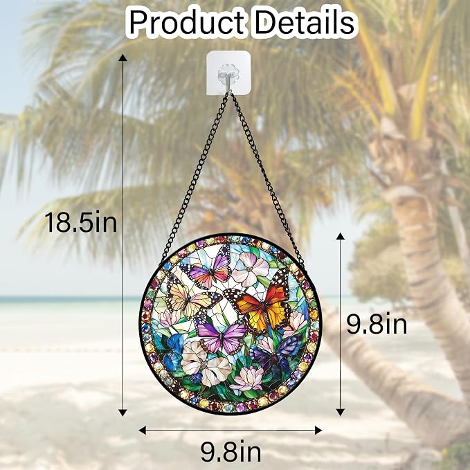 DASTOLL Stained Glass Window Hanging, Colorful Butterfly Suncatcher - Image 7