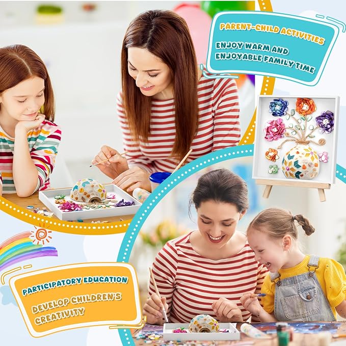 Fuyoooo DIY Vase Mosaic Painting Kit, 7.87 x 7.87 x 0.79 Inches DIY Arts and - Image 3