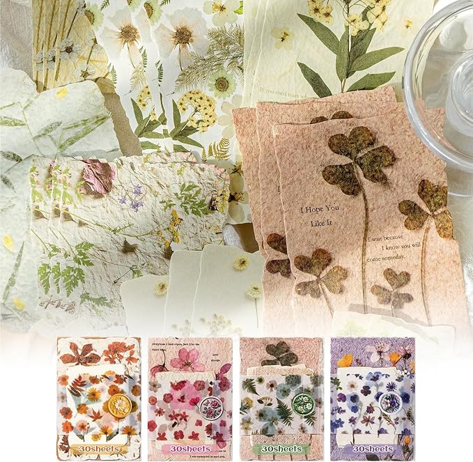 120 Pcs Floral Textured Scrapbook Paper Junk Journal Supplies Stationery | 4 - Image 6