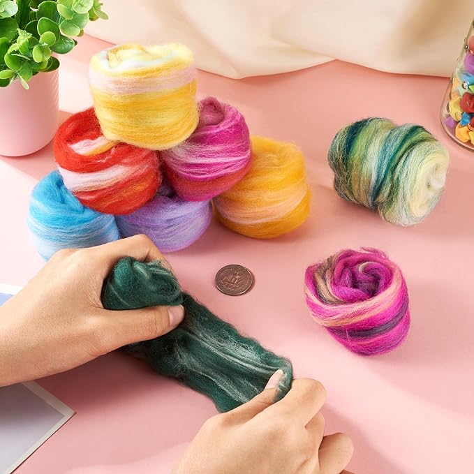 FASHEWELRY 1.59 oz Wool Roving for Needle Felting Kit 9 Colors Felting Wool - Image 4