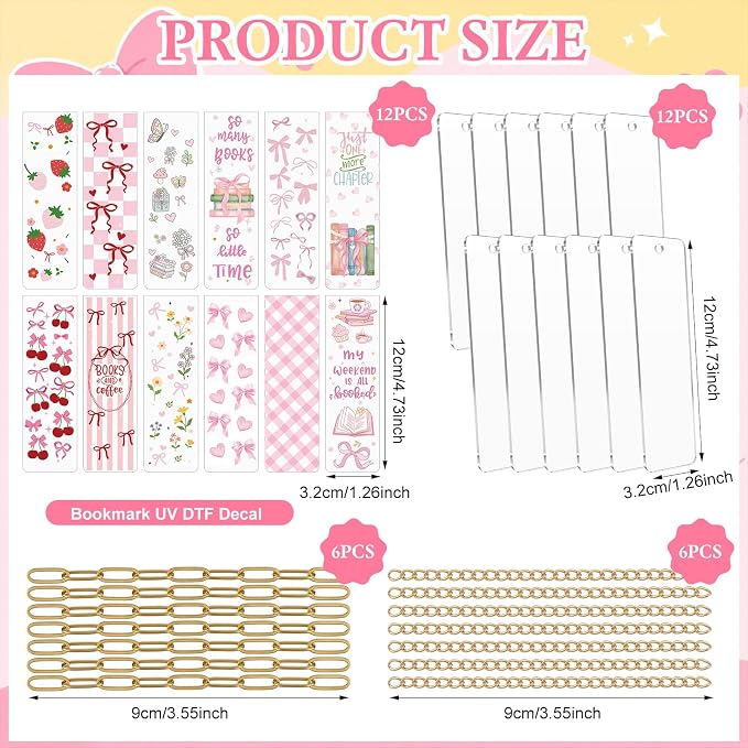 Tudomro 274 Pcs Acrylic Bookmark Making Kit 12 Set Acrylic Bookmark Blanks - Image 2