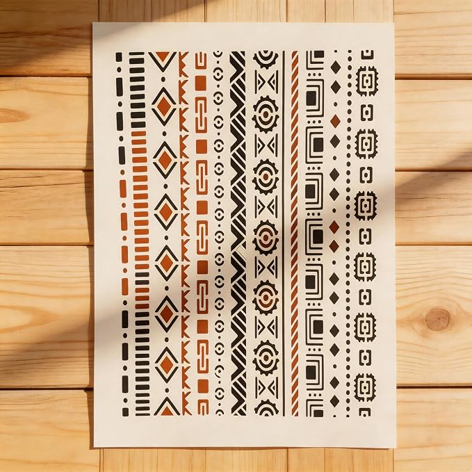 TIAMECH A4 Reusable Aztec Tribal Border Stencil - Image 4