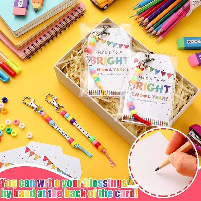 Suncalla 984 Pcs 24 Set Back to School Keychain Making Kit DIY Bead Craft | - Image 4