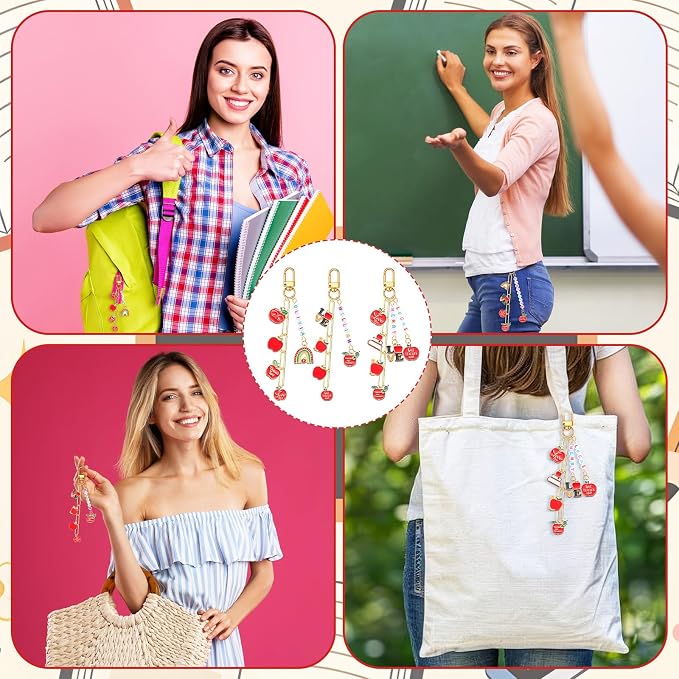 CraftyDream 558 Pcs Teacher Charm Keychain Making Kit Back to School Thank You - Image 6