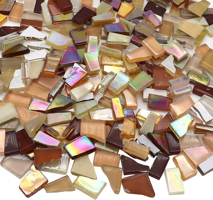 LITMIND Brown Mixed Irregular Glass Mosaic Tiles by LITMIND