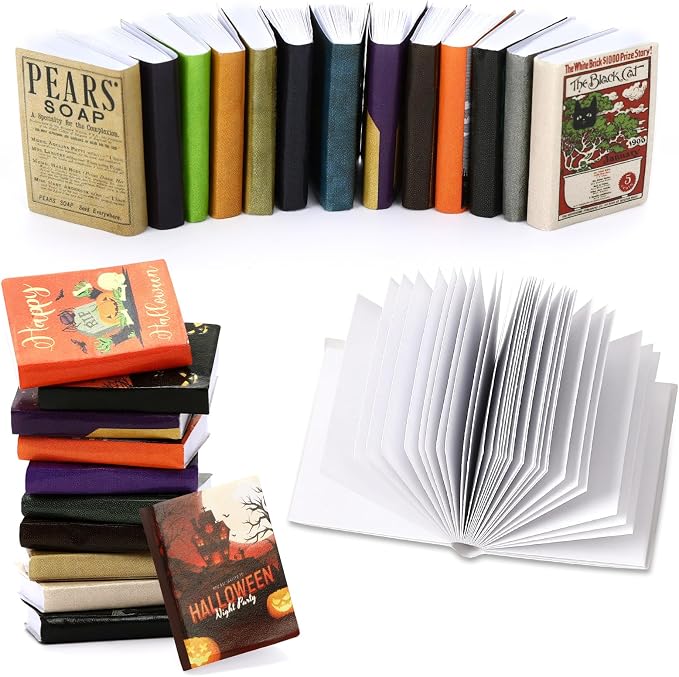 24PCS Witchy Miniature Books, 1:12 Dollhouse Accessories | 24 pcs Halloween by JULEASEL