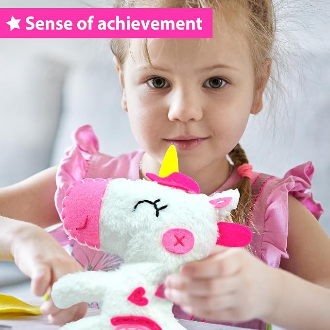 KRAFUN Unicorn Sewing Kit for Kids Ages 8-12 | No Scissors | Pre-cut & - Image 4