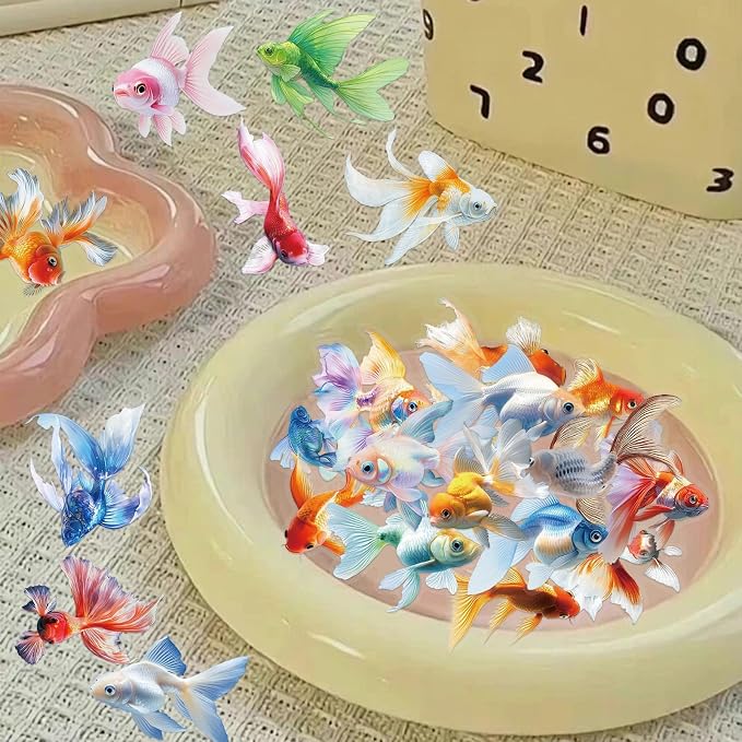 50 Pcs Clear PET Goldfish Aesthetic Stickers - Image 5