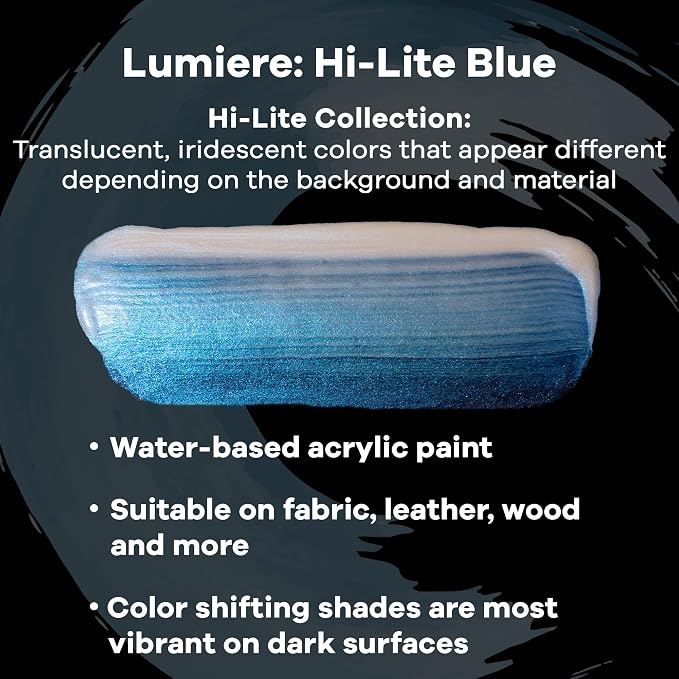 Jacquard Lumiere 8oz Fabric Paint Hi Lite Blue - Image 2