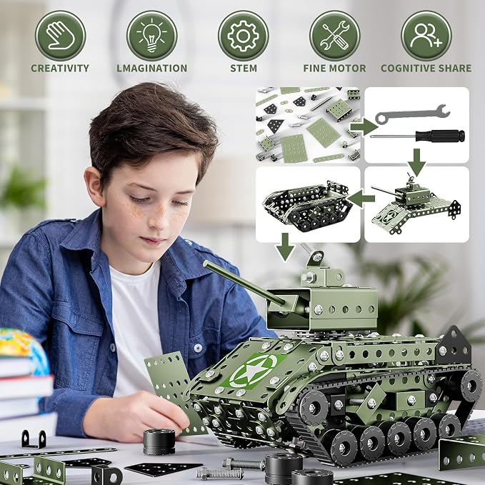 Lucky Doug STEM Building Projects Model Army Tank Set - Image 3
