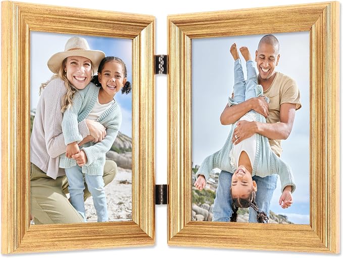 Lawrence Frames 5x7 Hinged Double Sutter Burnished Gold Picture Frame - Image 6