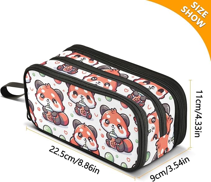 Cute Red Panda Bubbles Pencil Case Box Boys Girls Large Pencil Pouch Zipper - Image 7