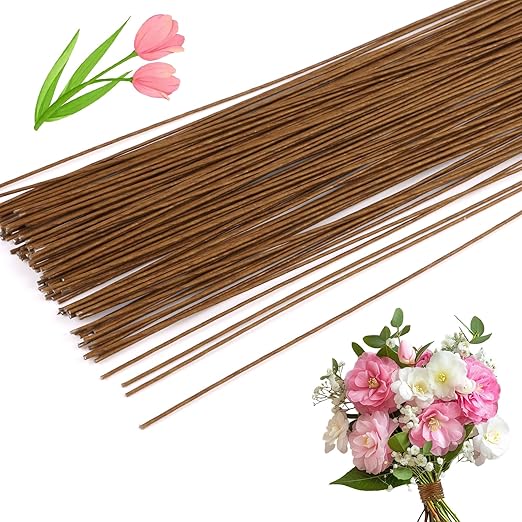 CCINEE 18 Gauge Brown Floral Stem Wire, 14 inch by CCINEE
