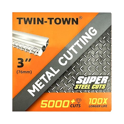 TWIN-TOWN 3" Diamond Cutting Wheel with 3/8" Arbor, Metal Cut Off Wheel, Carbide Cutting Wheel for Angle Grinder, 5000+ Cuts on Rebar, Steel, Iron, and INOX