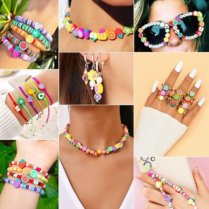 Gionlion Fruit Polymer Clay Beads Bracelet Making Kit, Colorful Clay Beads - Image 5