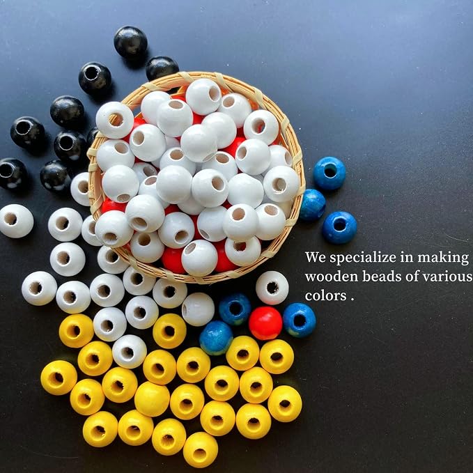 240Pcs White Wood Beads 16mm - Image 6