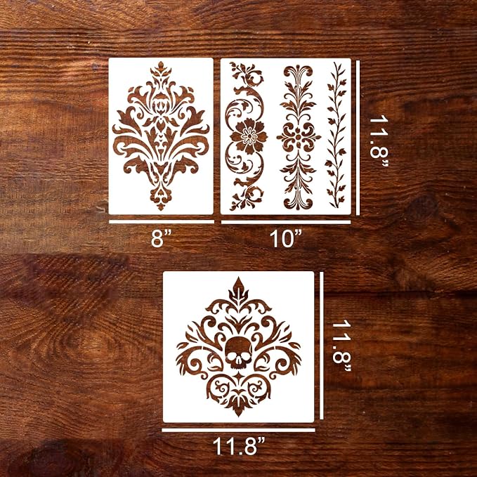 Damask Stencils for Walls 12inch Corner Border Stencil Large Texture Stencils - Image 2