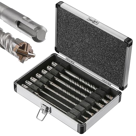 kit 8inch Concrete Drill Bit Set Cross-Type Double Thread Carbide Material Suitable for Concrete, Brick, Cement Walls, Stone, Hammer Drill Bits for Concrete