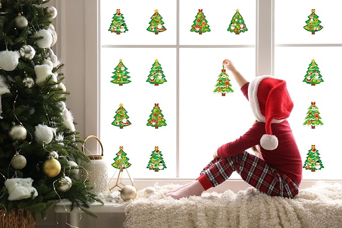 Renbuzhu 40PCS Christmas Crafts Bulk: Xmas Tree Paper Suncatchers DIY Kit - Image 6