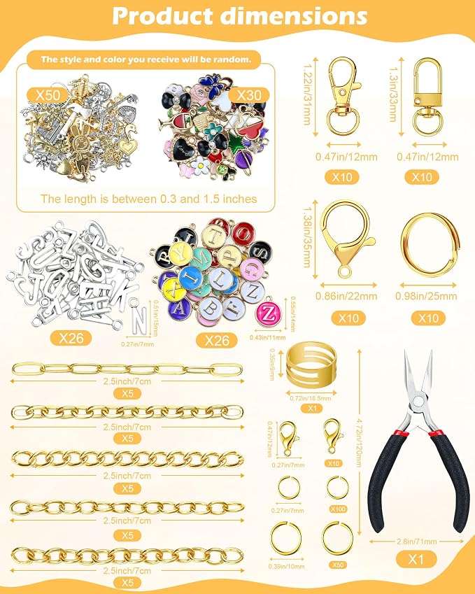 FIVEIZERO 359Pcs Charms Lip Gloss Keychain Making Kit, Charm Making Kit - Image 2