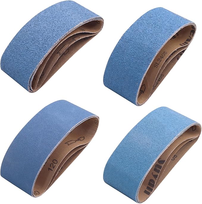 12 Pack 3 x 21 Inch Zirconia Sanding Belts, 3x21 Belt Sander Sanding Belts, 3 Each of 40/60/80/120 Grits Belt Sander Paper for Metal Wood