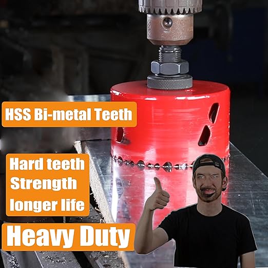 5-1/2 Inch Deep HSS Bi Metal Hole Saw Cutter with Arbor Heavy Duty Hole Saw Bit Cutting Depth 2.1” for Metal Thick Wood PVC Drywall Aluminum Big Slot New Sharp Teeth