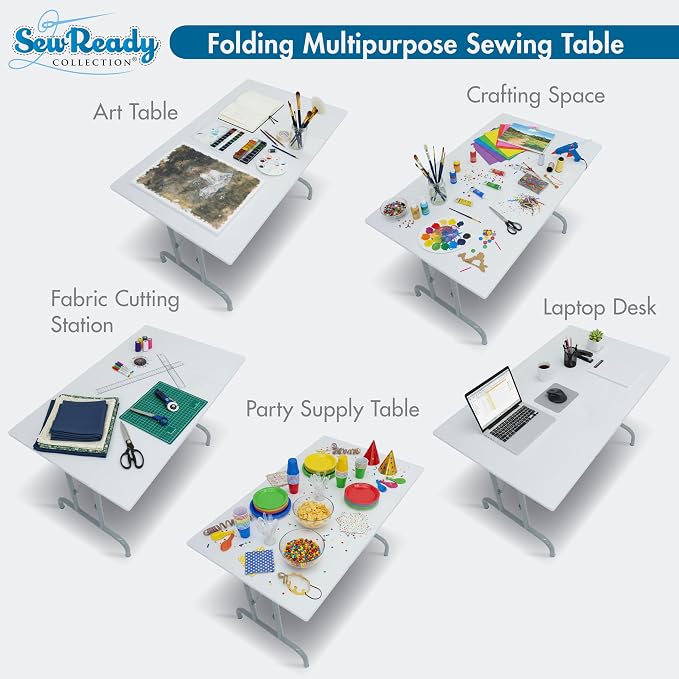 Studio Designs Folding Multipurpose Sewing & Craft Table w/ Machine Shelf - Image 5