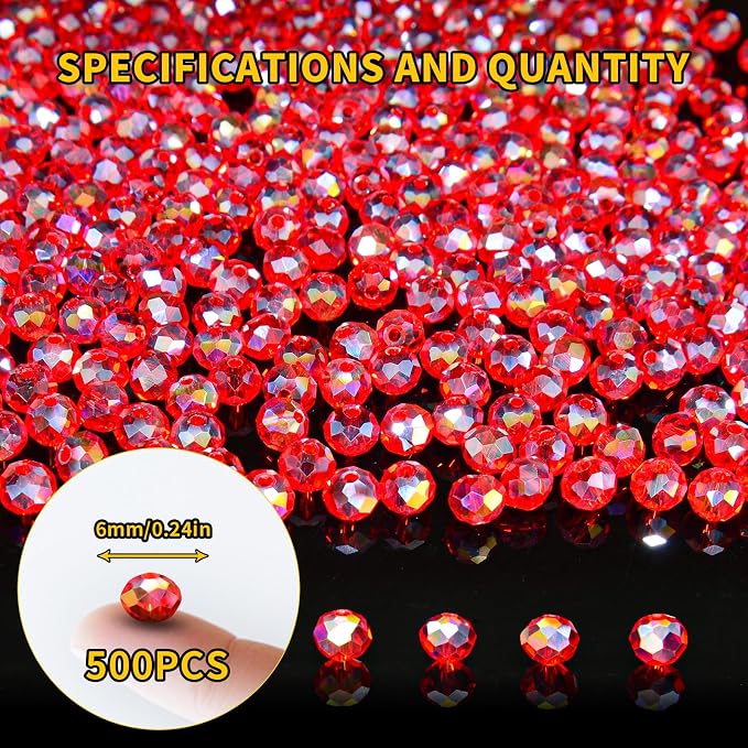 500Pcs 6mm Crystal Glass Beads for Jewelry Making Beads for Bracelets Necklace - Image 2