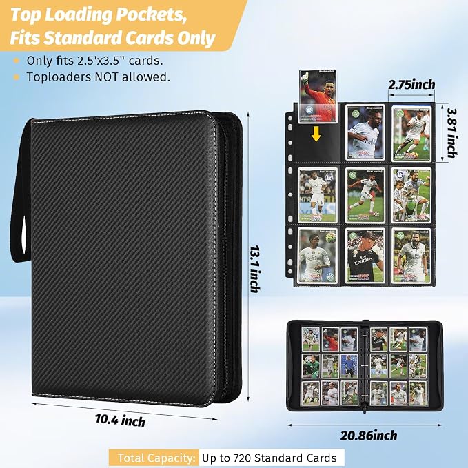 GERMUN 9 Pocket Trading Card Binder, 720 Cards, 40 Top-Loading Pages, Double - Image 2